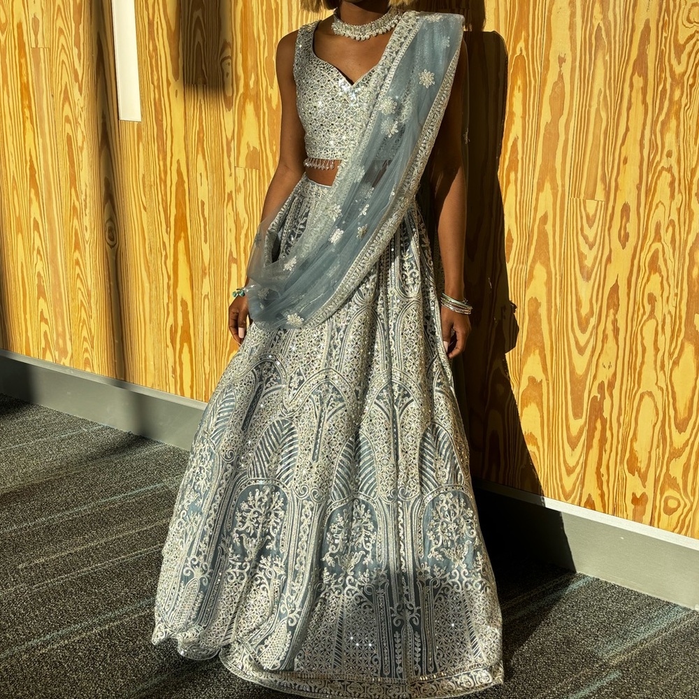 Embroidered Blue Lehenga